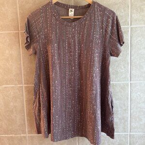 Sew In Love Top Sz M Women’s Artsy Boho Tunic Top Brown Multicolored W/Pockets